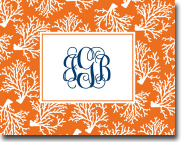Boatman Geller Stationery - Coral Repeat Folded Note Boatman Geller Stationery - Coral Repeat Folded Note