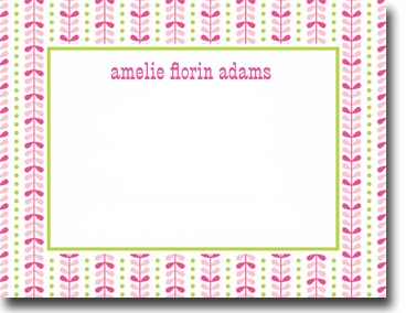 Boatman Geller Stationery - Bright Vine Pink and Green Flat Card