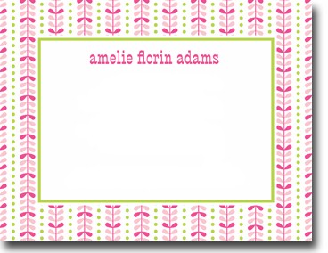 Boatman Geller Stationery - Bright Vine Pink and Green Flat Card Boatman Geller Stationery - Bright Vine Pink and Green Flat Card
