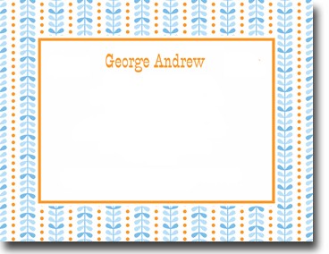 Boatman Geller Stationery - Bright Vine Blue and Orange Flat Card