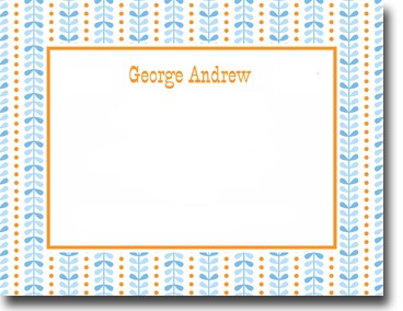 Boatman Geller Stationery - Bright Vine Blue and Orange Flat Card Boatman Geller Stationery - Bright Vine Blue and Orange Flat Card