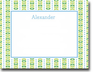 Boatman Geller Stationery - Bright Vine Green and Blue Flat Card