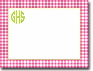 Boatman Geller Stationery - Gingham Raspberry Flat Card Boatman Geller Stationery - Gingham Raspberry Flat Card