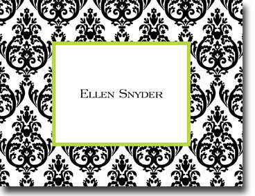 Boatman Geller Stationery - Madison Damask Black Folded Note Boatman Geller Stationery - Madison Damask Black Folded Note
