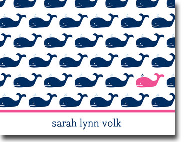 Boatman Geller Stationery - Whale Repeat Navy Folded Note Boatman Geller Stationery - Whale Repeat Navy Folded Note