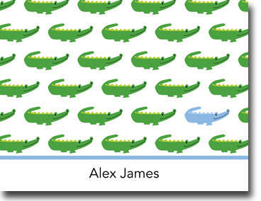 Boatman Geller Stationery - Alligator Repeat Blue Folded Note