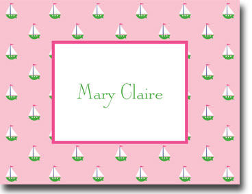 Boatman Geller Stationery - Little Sailboat Pink Folded Note