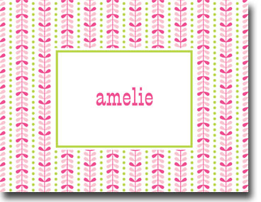 Boatman Geller Stationery - Bright Vine Pink and Green Folded Note