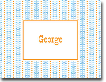 Boatman Geller Stationery - Bright Vine Blue and Orange Folded Note