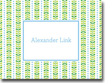 Boatman Geller Stationery - Bright Vine Green and Blue Folded Note