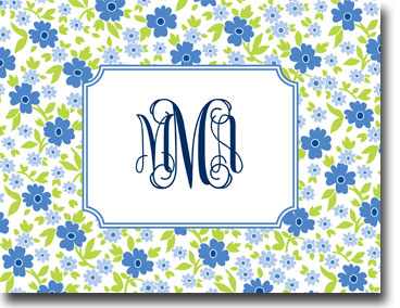 Boatman Geller Stationery - Emma Floral Periwinkle Folded Note