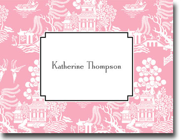 Boatman Geller Stationery - Chinoiserie Pink Folded Note