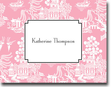 Boatman Geller Stationery - Chinoiserie Pink Folded Note Boatman Geller Stationery - Chinoiserie Pink Folded Note