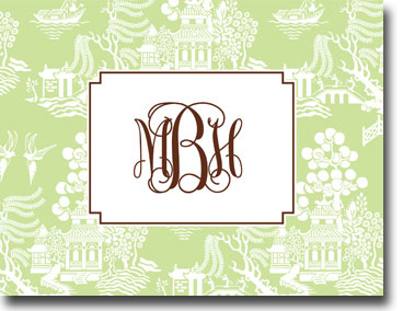 Boatman Geller Stationery - Chinoiserie Green Folded Note Boatman Geller Stationery - Chinoiserie Green Folded Note