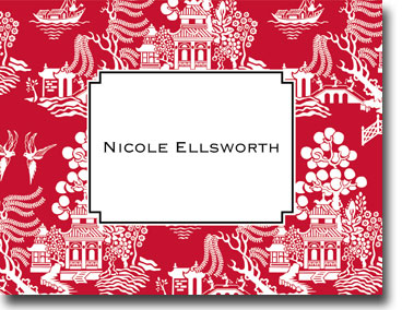 Boatman Geller Stationery - Chinoiserie Red Folded Note Boatman Geller Stationery - Chinoiserie Red Folded Note