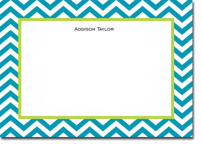 Boatman Geller Stationery - Chevron Turquoise Large Flat Cards (H) Boatman Geller Stationery - Chevron Turquoise Large Flat Cards (H)