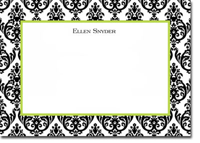 Boatman Geller Stationery - Madison Damask Black Large Flat Cards (H) Boatman Geller Stationery - Madison Damask Black Large Flat Cards (H)