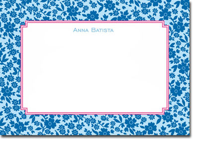 Boatman Geller Stationery - Soho Floral Blue Large Flat Cards