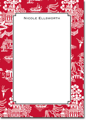 Boatman Geller Stationery - Chinoiserie Red Large Flat Cards (V) Boatman Geller Stationery - Chinoiserie Red Large Flat Cards (V)