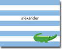Boatman Geller Stationery - Stripe Alligator Blue Folded Note