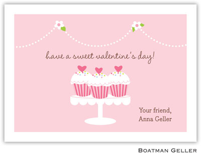 Boatman Geller Stationery - Heart Cupcake Valentine Flat Card