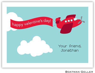 Boatman Geller Stationery - Airplane Red Valentine Flat Card