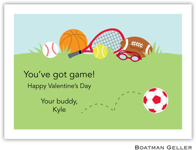 Boatman Geller Stationery - Sports Red Valentine Flat Card