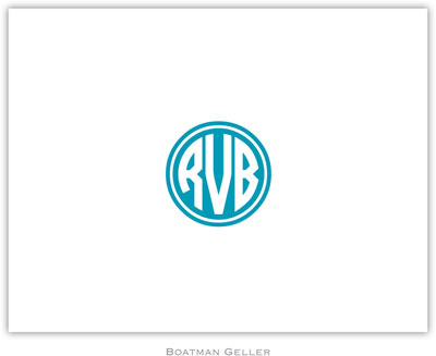Boatman Geller Stationery - Kessler Circle Monogram Turquoise
