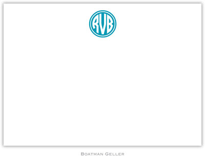 Boatman Geller Stationery - Kessler Circle Monogram Turquoise Boatman Geller Stationery - Kessler Circle Monogram Turquoise