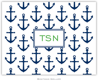 Boatman Geller Stationery - Anchors Navy