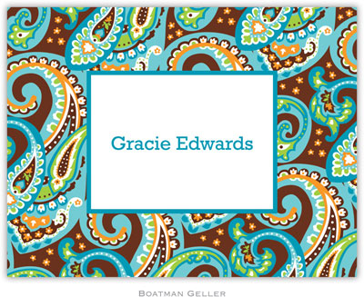 Boatman Geller Stationery - Ellie Paisley Turquoise & Brown Boatman Geller Stationery - Ellie Paisley Turquoise & Brown