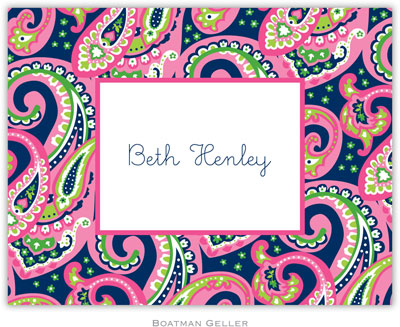 Boatman Geller Stationery - Ellie Paisley Raspberry & Navy Boatman Geller Stationery - Ellie Paisley Raspberry & Navy