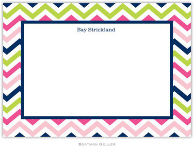 Boatman Geller Stationery - Chevron Pink Navy & Lime Boatman Geller Stationery - Chevron Pink Navy & Lime