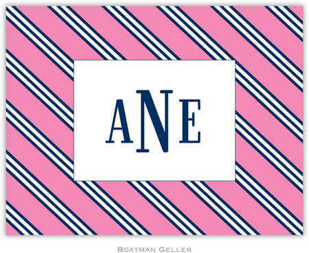 Boatman Geller Stationery - Repp Tie Pink & Navy (Folded)