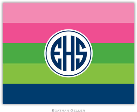 Boatman Geller Stationery - Bold Stripe Pink Green & Navy (Folded)