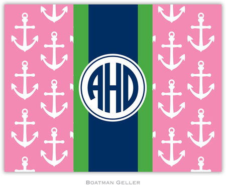 Boatman Geller Stationery - Anchors Ribbon in Pink (Folded)