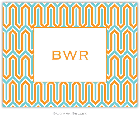 Boatman Geller Stationery - Blaine Tangerine & Teal (Folded)