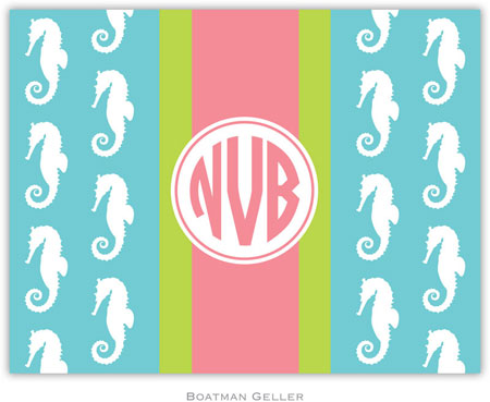 Boatman Geller Stationery - Seahorse Ribbon in Teal (Folded)