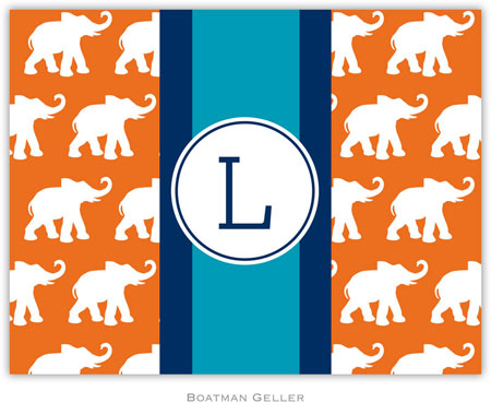 Boatman Geller Stationery - Elephants Ribbon in Orange (Folded)
