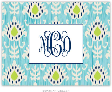Boatman Geller Stationery - Mia Ikat Teal (Folded) Boatman Geller Stationery - Mia Ikat Teal (Folded)