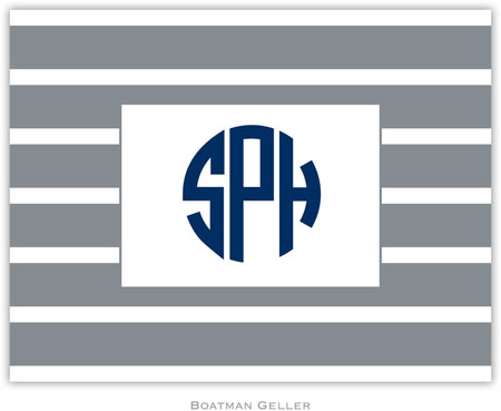 Boatman Geller Stationery - Nautical Stripe Gray & White (Folded)