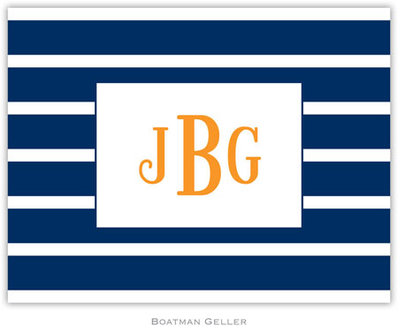 Boatman Geller Stationery - Nautical Stripe Navy & White (Folded)