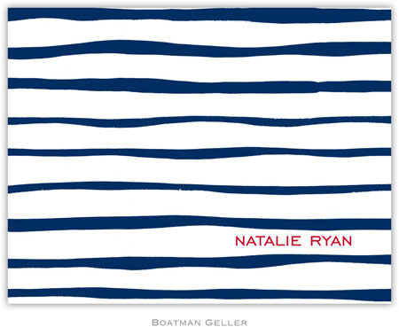 Boatman Geller Stationery - Brush Stripe Navy (Folded)