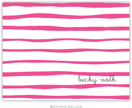 Boatman Geller Stationery - Brush Stripe Raspberry (Folded)