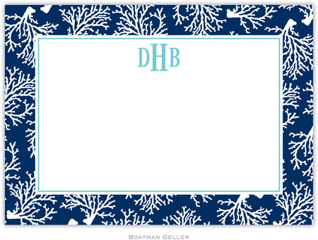 Boatman Geller Stationery - Coral Repeat Navy (Flat) Boatman Geller Stationery - Coral Repeat Navy (Flat)