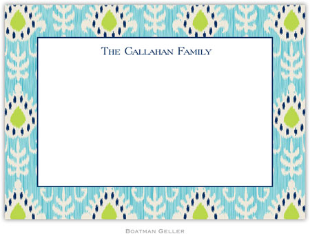 Boatman Geller Stationery - Mia Ikat Teal (Flat) Boatman Geller Stationery - Mia Ikat Teal (Flat)