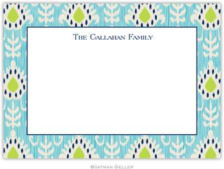 Boatman Geller Stationery - Mia Ikat Teal (Flat)