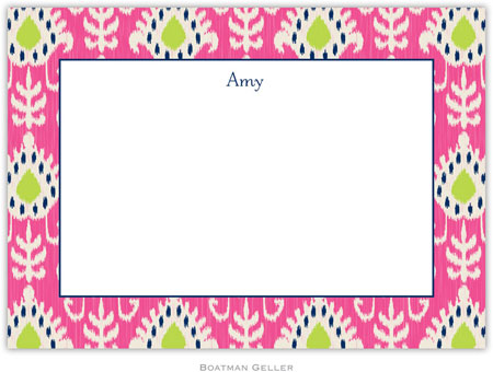 Boatman Geller Stationery - Mia Ikat Raspberry (Flat)
