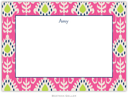 Boatman Geller Stationery - Mia Ikat Raspberry (Flat)