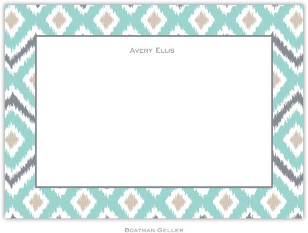 Boatman Geller Stationery - Ikat Soft Teal (Flat) Boatman Geller Stationery - Ikat Soft Teal (Flat)